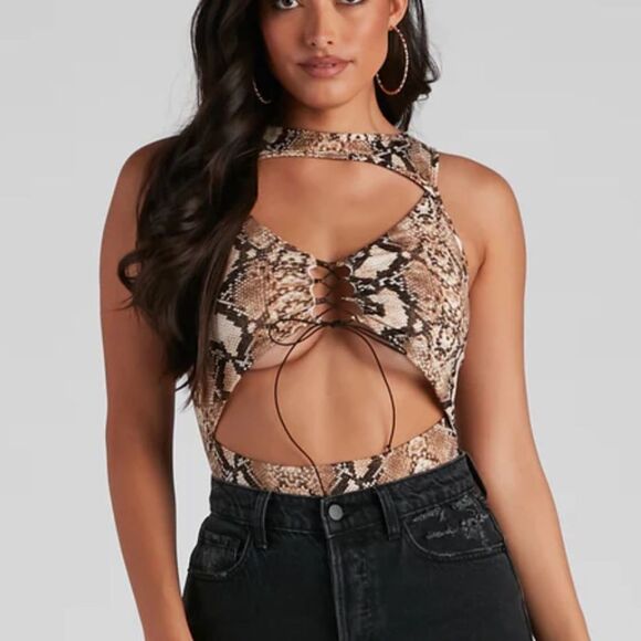 Bold Diva Cutout Snake Bodysuit Sz Small - Picture 1 of 10